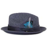 Ferrecci Castor in Navy Crushable Straw Fedora