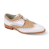 Giovanni Nico Wingtip Perforated Derby in White Natural