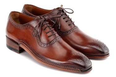 Paul Parkman Men's Burnished Leather Handmade Oxfords in Brown