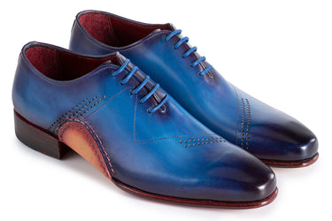 Paul Parkman Men's Opanka Construction Hand-Painted Oxfords in Blue