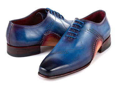 Paul Parkman Men's Opanka Construction Hand-Painted Oxfords in Blue