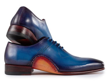 Paul Parkman Men's Opanka Construction Hand-Painted Oxfords in Blue