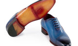 Paul Parkman Men's Opanka Construction Hand-Painted Oxfords in Blue