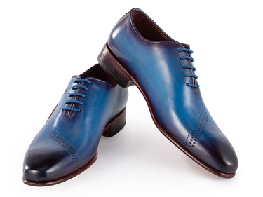 Paul Parkman Men's Opanka Construction Hand-Painted Oxfords in Blue