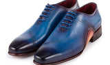 Paul Parkman Men's Opanka Construction Hand-Painted Oxfords in Blue