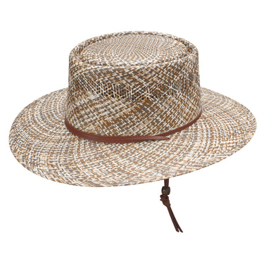 Stetson Ketchikan Wide Brim Straw Gambler Hat in Brown Mix