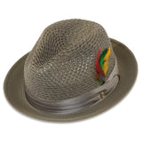 Ferrecci Castor in Olive Crushable Straw Fedora