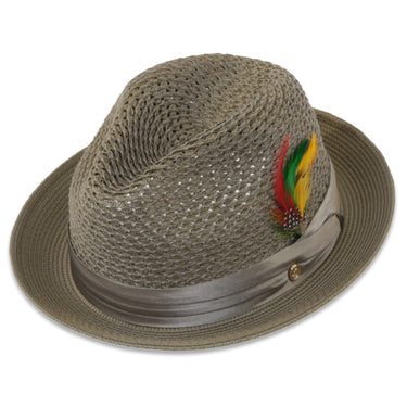Ferrecci Castor in Olive Crushable Straw Fedora