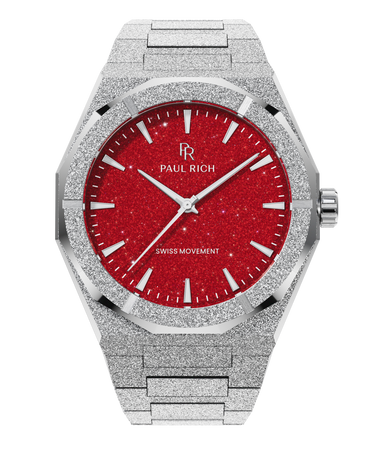 Paul Rich US Frosted Star Dust II Silver Red Watch in Quartz