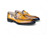 Carrucci Shoes Patent Leather Buckle Loafer in Cognac