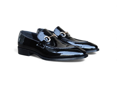 Carrucci Shoes Patent Leather Buckle Loafer in Black