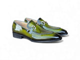 Carrucci Shoes Patent Leather Buckle Loafer in Olive