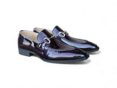 Carrucci Shoes Patent Leather Buckle Loafer in Purple