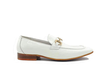 Carrucci Shoes Patent Leather Horse Bit Loafer in White