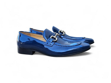 Carrucci Shoes Patent Leather Horse Bit Loafer in Royal Blue