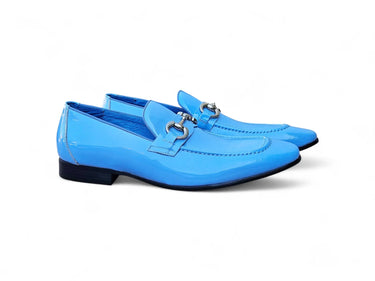 Carrucci Shoes Patent Leather Horse Bit Loafer in Powder Blue