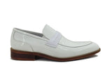 Carrucci Shoes Patent Leather Tuxedo Penny Loafer in White