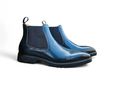 Patina Chelsea Boot Lug Sole in Navy