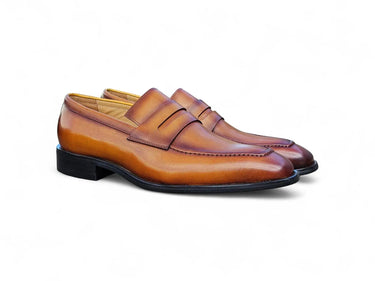 Carrucci Shoes Patina Finished Penny Loafer in Cognac