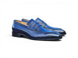 Carrucci Shoes Patina Finished Penny Loafer in Navy
