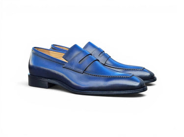 Carrucci Shoes Patina Finished Penny Loafer in Navy