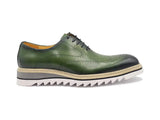 Carrucci Patina Wing-tip Oxford Medallion Shoe in Olive