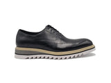 Carrucci Patina Wing-tip Oxford Medallion Shoe in Black
