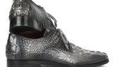 Paul Parkman Crocodile Embossed Calfskin Derby Shoes in Gray
