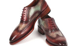 Paul Parkman Goodyear Welted Men's Two Tone Wingtip Oxfords in Green & Bordeaux