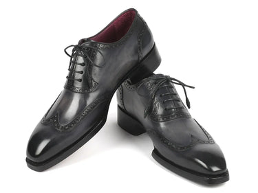 Paul Parkman Goodyear Welted Men's Wingtip Oxfords in Black & Gray