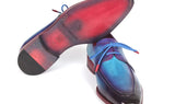 Paul Parkman Men's Apron Derby Shoes in Turquoise & Purple