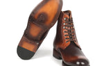 Paul Parkman Men's Burnished Leather Boots in Brown