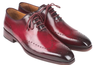 Paul Parkman Men's Burnished Wingtip Oxfords in Bordeaux