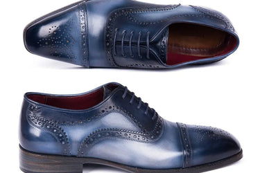 Paul Parkman Men's Cap Toe Oxfords in Blue & Navy