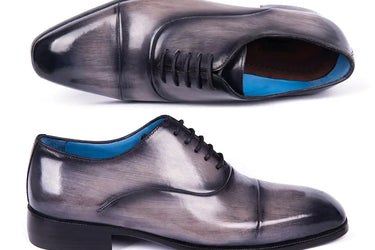 Paul Parkman Men's Cap Toe Oxfords in Gray Burnished