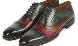 Paul Parkman Men's Cap Toe Oxfords in Green & Brown