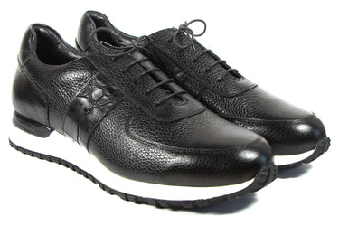 Paul Parkman Men's Floater Leather Sneakers in Black