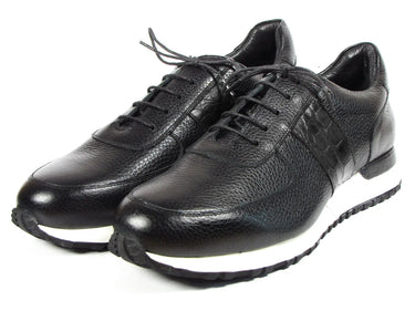 Paul Parkman Men's Floater Leather Sneakers in Black