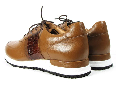 Paul Parkman Men's Floater Leather Sneakers in Cognac
