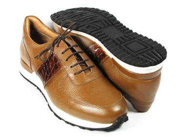 Paul Parkman Men's Floater Leather Sneakers in Cognac