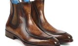 Paul Parkman Men's Handpainted Chelsea Boots Goodyear Welted in Brown