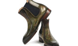 Paul Parkman Men's Handpainted Chelsea Boots Goodyear Welted in Green