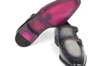 Paul Parkman Men's Leather Double Monkstrap Shoes in Gray