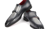 Paul Parkman Men's Leather Double Monkstrap Shoes in Gray