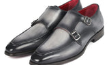 Paul Parkman Men's Leather Double Monkstrap Shoes in Gray