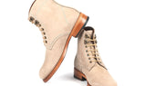 Paul Parkman Men's Nubuck Leather Boots in Beige