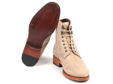Paul Parkman Men's Nubuck Leather Boots in Beige