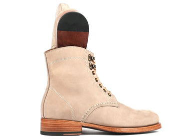 Paul Parkman Men's Nubuck Leather Boots in Beige