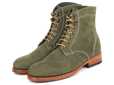 Paul Parkman Men's Nubuck Leather Boots in Green