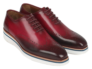 Paul Parkman Men's Smart Casual Wingtip Oxfords in Bordeaux